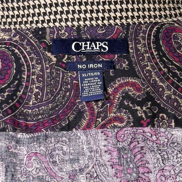 Chaps Ralph Lauren Womens Shirt XL Paisley Houndstooth Cotton Non Iron Button Up - Picture 3 of 8